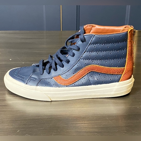 Vans Men's Shoes ''Sk8'Hi Reissue Zi''--(Leather Perf)--Dress Blue - Picture 7 of 7